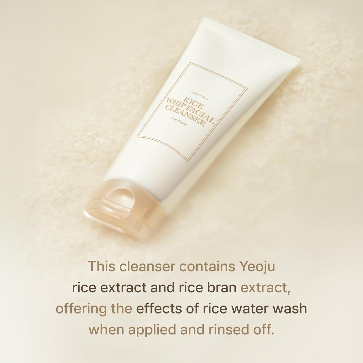 I'm from Rice Whip Facial Cleanser, low-pH Korean Rice Water Face Wash for sensitive, dry skin, Gentle Face Wash for Hydrating & Moisturizing, Creamy Lather, Makeup Remover (5.07 Fl Oz)